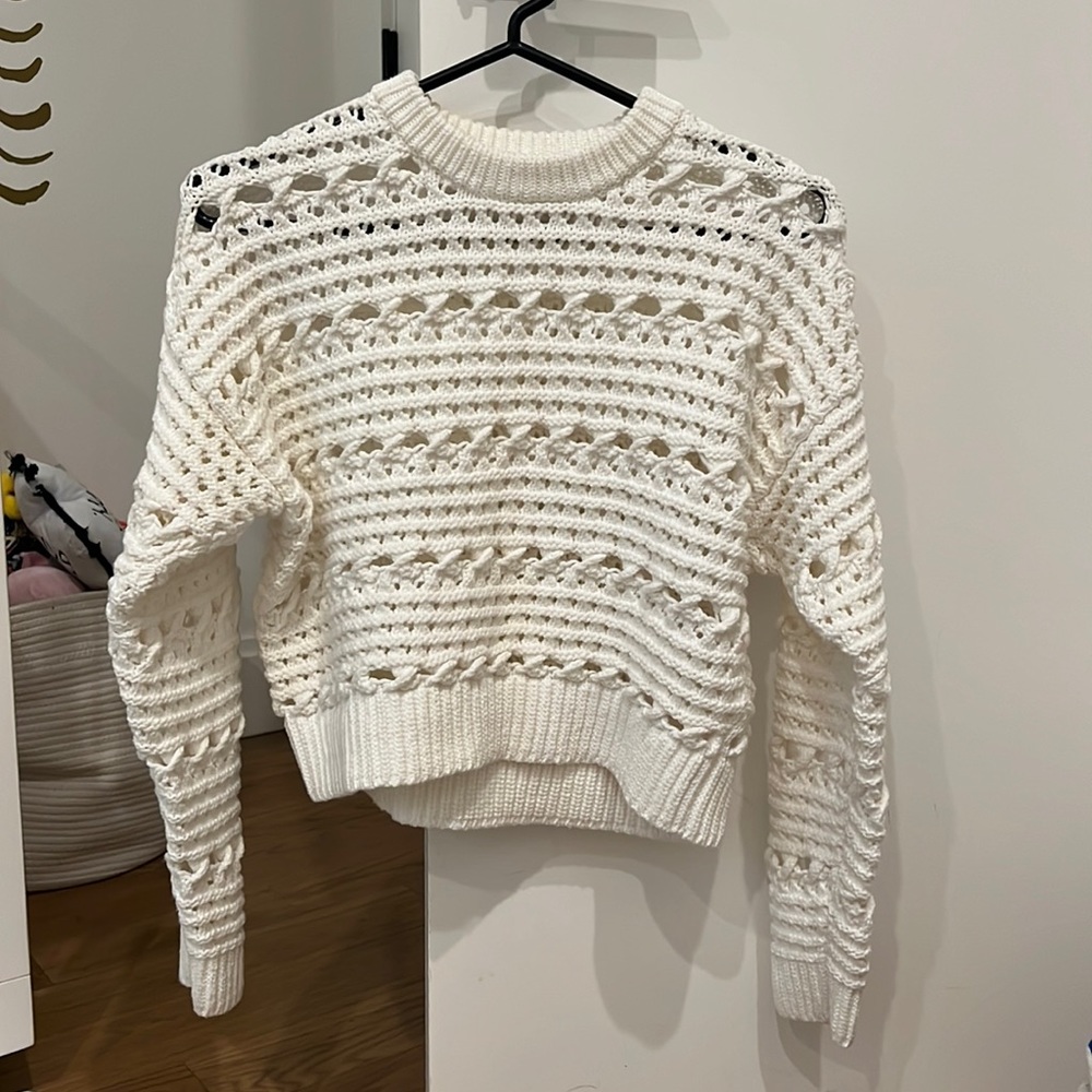 Proenza Schouler White Open Stitch Knit Sweater Top XS